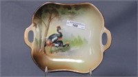 RS Tillowitz 7" handled tray w/ Crowned Crane