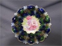 RS Prussia 10 Iris mold cobalt floral bowl.