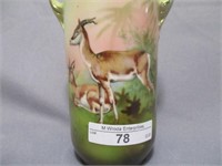 RS Prussia 6" 2 handle vase w. Gazelles, gold trim