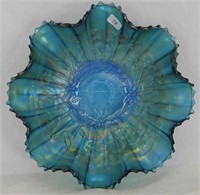 Good Luck ruffled bowl w/ribbed back - sapphire