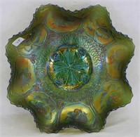 Dragon & Lotus ruffled bowl - green