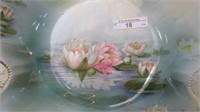 RS Prussia 10.5" floral bowl w/ waterlily decor.