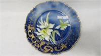 UM RS Prussia 9" cobalt & jonquil decorated plate