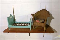 Lot, Child's wicker rocker and Victorian doll bed