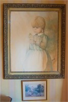 Framed Print, Little Girl 30" x 36" Oil on Canvas