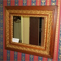 Victorian oak framed mirror, 27" x 31"