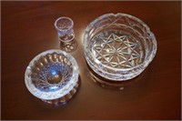 Lot, Waterford Crystal ash trays, and napkin ring