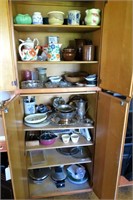 Large lot, contents of two kitchen cabinets: Silve