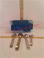 Craftsman and Klein adjustable wrenches with tote