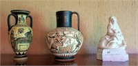 Lot, two Egyptian vases, 10" and 11", bisque