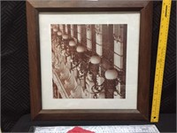 Framed and Matted Photo Sepia Vintage Building