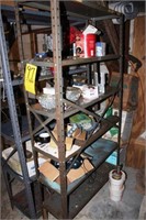 two metal racks and contents