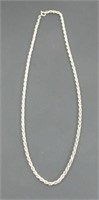 Sterling Silver Italy Rope Necklace 17.6 Grams