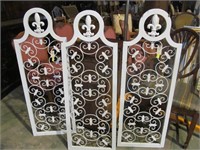 White wood/iron panels, 3 x $