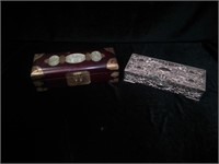 (2) Vtg. Jewelry Boxes - Silver & Oriental Wood