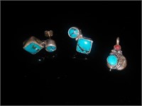 Sterling Silver & Turquoise Earrings and Pendant