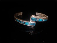 Bold Sterling Turquoise & Red Coral Cuff Bracelet