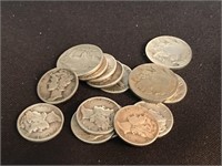 (12) Mercury Dimes 90% Silver Coins