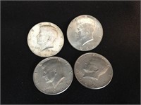 (4) 1964 Kennedy Half Dollars 90% Silver Coins
