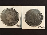 1923 and 1924 Peace Silver Dollars