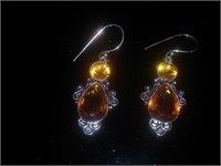 Orange Tourmaline and .925 Silver Earrings