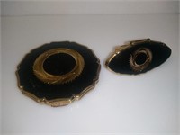 Stratton Gold/Black Enamel Compact/Lipstick Holder