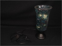 Mosaic Crackle Glass Hurricane Style Electric Lamp