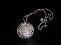 Morgan Silver Dollar With Bezel and Necklace 24"