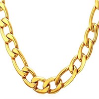 Men's 18K Gold Plated Italian Solid Figaro Chain