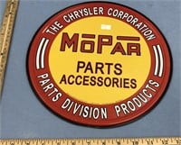 Round tin wall hanger advertising Mopar 12" diamet