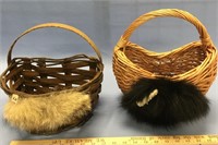 Lot of 2 baskets, one has fur accents, other has a