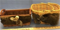 Lot of 2 baskets, both have fur accents        (j