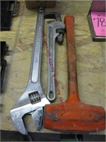 3 pcs tools: 24" adj, wrench, 10" alum pipe-