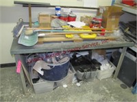 Metal work table 72" x 34" w/ contents of gasket