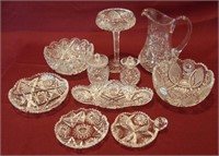 Cut Glass Dishes, Serving Trays, Pitcher, etc