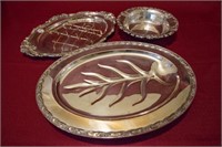 Silver Plate, Serving Trays (2) & Bowl