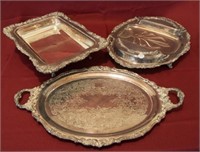 Silver Plate, Serving Trays (3)