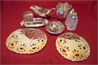 Silver Plate, Trivets (2), Butter Dish, Gravy