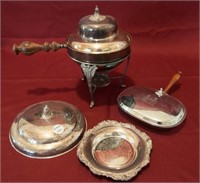 Silver Plate, Chafing Dish, Crumber, Bowl