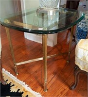 End Table, Brass Frame / Glass Top