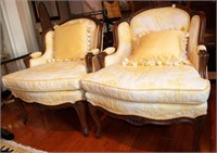French Provincial Wingback Chairs, Pair