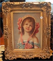Framed Art, Little Girl 24" x 19" Oil on Canvas