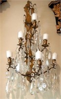 Candle Sconce, Metal with Crystal drops, 6 Lamp