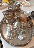 Coffee Cups, Silverplated with serving tray