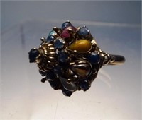 14K GOLD WITH GEMSTONE RING, ASIAN.