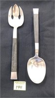 HAND-WROUGHT STERLING & ROSEWOOD SALAD SET