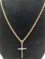 GOLD CROSS ON ROPE CHAIN