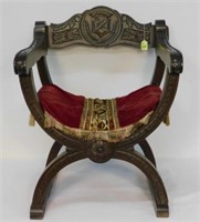 DANTE CHAIR, CARVED WITH CREST BACK