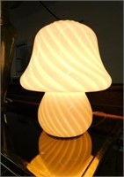SWIRL OPALESCENT ART GLASS MUSHROOM LAMP