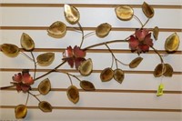 CURTIS JERE-STYLE "LEAF & BRANCH" METAL WALL ART